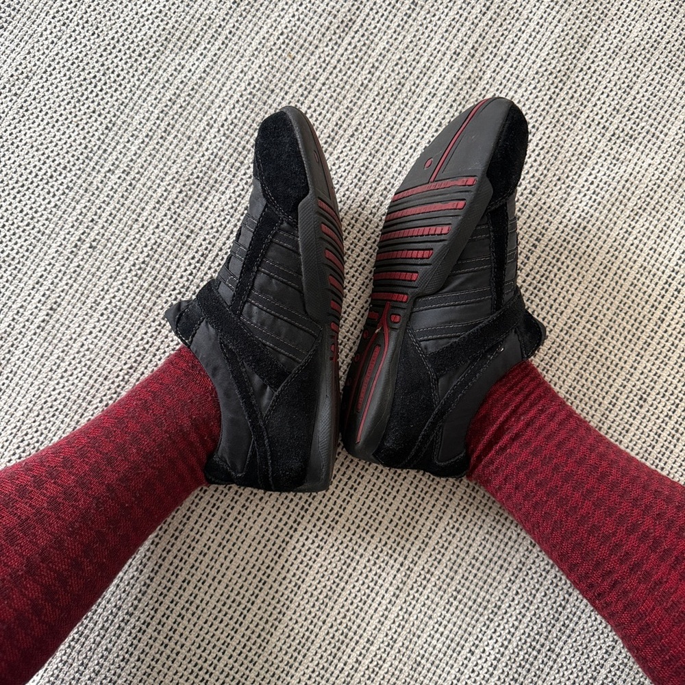 Y2K Black suede Velcro trainers